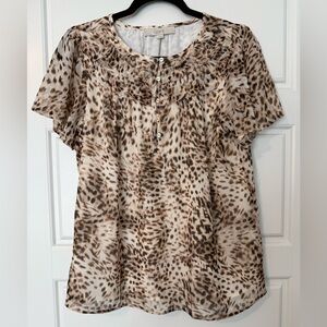 LOFT// Brown Leopard Print Top